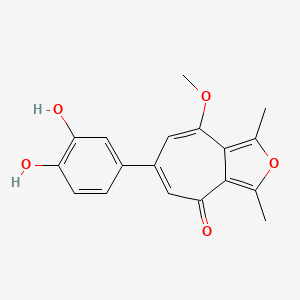 molecular formula C18H16O5 B11652449 6-(3,4-dihydroxyphenyl)-8-methoxy-1,3-dimethyl-4H-cyclohepta[c]furan-4-one 