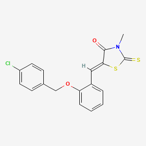 (5Z)-5-({2-[(4-Chlorophenyl)methoxy]phenyl}methylidene)-3-methyl-2-sulfanylidene-1,3-thiazolidin-4-one