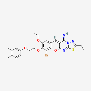 (6Z)-6-{3-bromo-4-[2-(3,4-dimethylphenoxy)ethoxy]-5-ethoxybenzylidene}-2-ethyl-5-imino-5,6-dihydro-7H-[1,3,4]thiadiazolo[3,2-a]pyrimidin-7-one