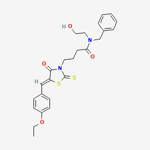 N-benzyl-4-[(5Z)-5-[(4-ethoxyphenyl)methylidene]-4-oxo-2-sulfanylidene-1,3-thiazolidin-3-yl]-N-(2-hydroxyethyl)butanamide