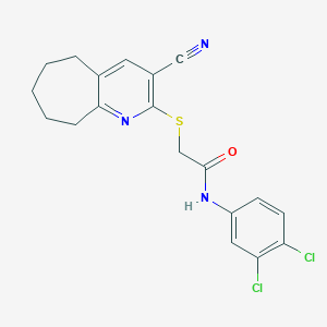 2-[(3-cyano-6,7,8,9-tetrahydro-5H-cyclohepta[b]pyridin-2-yl)sulfanyl]-N-(3,4-dichlorophenyl)acetamide