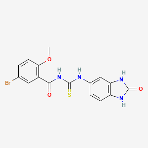 molecular formula C16H13BrN4O3S B11652574 5-bromo-2-methoxy-N-[(2-oxo-2,3-dihydro-1H-benzimidazol-5-yl)carbamothioyl]benzamide 