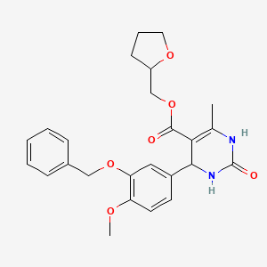 molecular formula C25H28N2O6 B11652591 Tetrahydrofuran-2-ylmethyl 4-[3-(benzyloxy)-4-methoxyphenyl]-6-methyl-2-oxo-1,2,3,4-tetrahydropyrimidine-5-carboxylate 