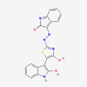 3-[(2E,5E)-4-Oxo-2-{2-[(3E)-2-oxo-2,3-dihydro-1H-indol-3-ylidene]hydrazin-1-ylidene}-1,3-thiazolidin-5-ylidene]-2,3-dihydro-1H-indol-2-one