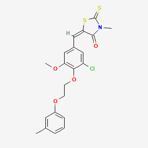 (5E)-5-{3-chloro-5-methoxy-4-[2-(3-methylphenoxy)ethoxy]benzylidene}-3-methyl-2-thioxo-1,3-thiazolidin-4-one