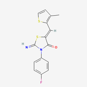 molecular formula C15H11FN2OS2 B11652638 (5Z)-3-(4-fluorophenyl)-2-imino-5-[(3-methylthiophen-2-yl)methylidene]-1,3-thiazolidin-4-one 