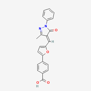 4-{5-[(E)-(3-methyl-5-oxo-1-phenyl-1,5-dihydro-4H-pyrazol-4-ylidene)methyl]furan-2-yl}benzoic acid