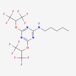 molecular formula C14H14F12N4O2 B11652667 4,6-bis[(1,1,1,3,3,3-hexafluoropropan-2-yl)oxy]-N-pentyl-1,3,5-triazin-2-amine 