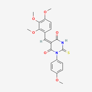 (5E)-1-(4-methoxyphenyl)-2-sulfanylidene-5-[(2,3,4-trimethoxyphenyl)methylidene]-1,3-diazinane-4,6-dione