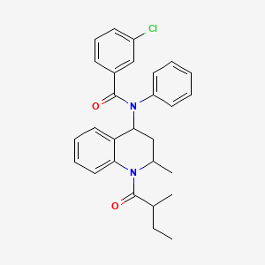 molecular formula C28H29ClN2O2 B11652679 3-chloro-N-[2-methyl-1-(2-methylbutanoyl)-1,2,3,4-tetrahydroquinolin-4-yl]-N-phenylbenzamide 