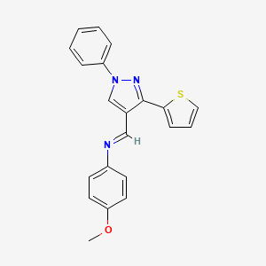 N-(4-Methoxyphenyl)-N-((1-phenyl-3-(2-thienyl)-1H-pyrazol-4-YL)methylene)amine