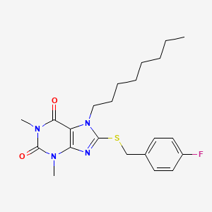 1H-Purine-2,6-dione, 3,7-dihydro-1,3-dimethyl-7-octyl-8-(4-fluorobenzylthio)-