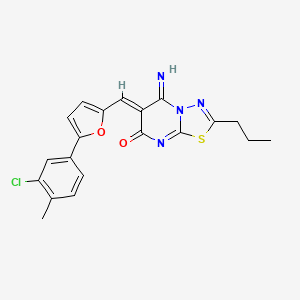 molecular formula C20H17ClN4O2S B11652789 (6Z)-6-{[5-(3-chloro-4-methylphenyl)furan-2-yl]methylidene}-5-imino-2-propyl-5,6-dihydro-7H-[1,3,4]thiadiazolo[3,2-a]pyrimidin-7-one 