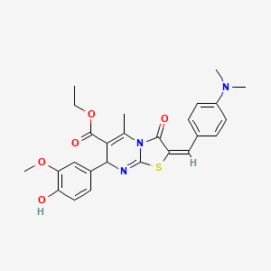 ethyl (2E)-2-[4-(dimethylamino)benzylidene]-7-(4-hydroxy-3-methoxyphenyl)-5-methyl-3-oxo-2,3-dihydro-7H-[1,3]thiazolo[3,2-a]pyrimidine-6-carboxylate