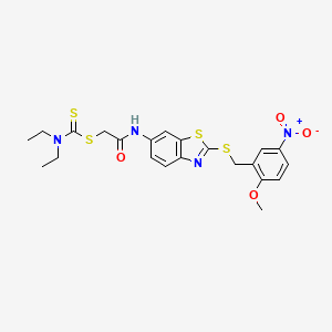 2-({2-[(2-Methoxy-5-nitrobenzyl)sulfanyl]-1,3-benzothiazol-6-yl}amino)-2-oxoethyl diethylcarbamodithioate