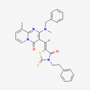 molecular formula C29H26N4O2S2 B11652837 2-[benzyl(methyl)amino]-9-methyl-3-{(Z)-[4-oxo-3-(2-phenylethyl)-2-thioxo-1,3-thiazolidin-5-ylidene]methyl}-4H-pyrido[1,2-a]pyrimidin-4-one 