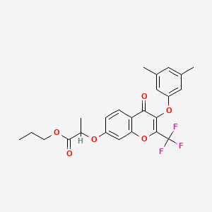 molecular formula C24H23F3O6 B11652846 propyl 2-{[3-(3,5-dimethylphenoxy)-4-oxo-2-(trifluoromethyl)-4H-chromen-7-yl]oxy}propanoate 