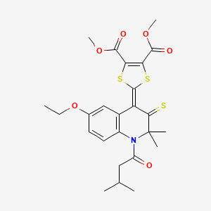 dimethyl 2-[6-ethoxy-2,2-dimethyl-1-(3-methylbutanoyl)-3-thioxo-2,3-dihydroquinolin-4(1H)-ylidene]-1,3-dithiole-4,5-dicarboxylate