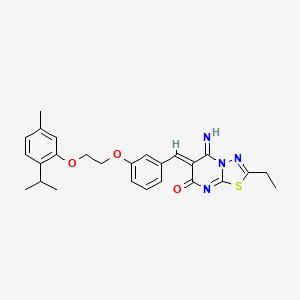 (6Z)-2-ethyl-5-imino-6-(3-{2-[5-methyl-2-(propan-2-yl)phenoxy]ethoxy}benzylidene)-5,6-dihydro-7H-[1,3,4]thiadiazolo[3,2-a]pyrimidin-7-one