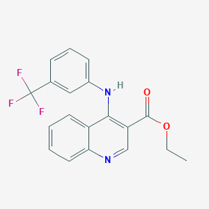 molecular formula C19H15F3N2O2 B11652896 Ethyl 4-{[3-(trifluoromethyl)phenyl]amino}quinoline-3-carboxylate 