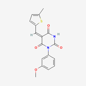 (5E)-1-(3-methoxyphenyl)-5-[(5-methylthiophen-2-yl)methylidene]-1,3-diazinane-2,4,6-trione