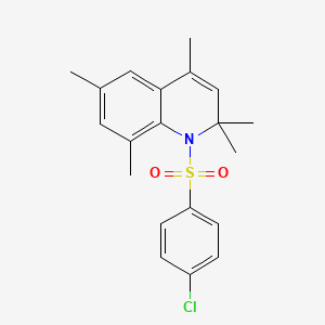 molecular formula C20H22ClNO2S B11652957 1-[(4-Chlorophenyl)sulfonyl]-2,2,4,6,8-pentamethyl-1,2-dihydroquinoline 