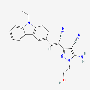 molecular formula C23H20N6O B11652983 5-amino-3-[(Z)-1-cyano-2-(9-ethyl-9H-carbazol-3-yl)ethenyl]-1-(2-hydroxyethyl)-1H-pyrazole-4-carbonitrile 