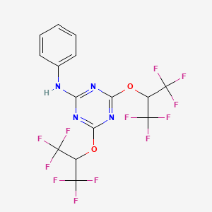 molecular formula C15H8F12N4O2 B11653000 4,6-bis[(1,1,1,3,3,3-hexafluoropropan-2-yl)oxy]-N-phenyl-1,3,5-triazin-2-amine 