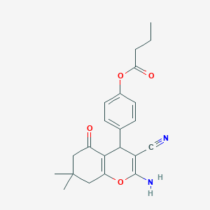 4-(2-amino-3-cyano-7,7-dimethyl-5-oxo-5,6,7,8-tetrahydro-4H-chromen-4-yl)phenyl butanoate