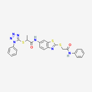 N-(2-{[2-oxo-2-(phenylamino)ethyl]sulfanyl}-1,3-benzothiazol-6-yl)-2-[(1-phenyl-1H-tetrazol-5-yl)sulfanyl]propanamide