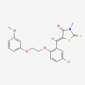 molecular formula C20H18ClNO4S2 B11653011 (5Z)-5-{5-chloro-2-[2-(3-methoxyphenoxy)ethoxy]benzylidene}-3-methyl-2-thioxo-1,3-thiazolidin-4-one 