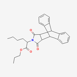 molecular formula C27H29NO4 B11653028 Propyl 2-(16,18-dioxo-17-azapentacyclo[6.6.5.0~2,7~.0~9,14~.0~15,19~]nonadeca-2,4,6,9,11,13-hexaen-17-yl)hexanoate (non-preferred name) 