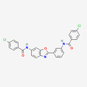 4-chloro-N-[3-(6-{[(4-chlorophenyl)carbonyl]amino}-1,3-benzoxazol-2-yl)phenyl]benzamide