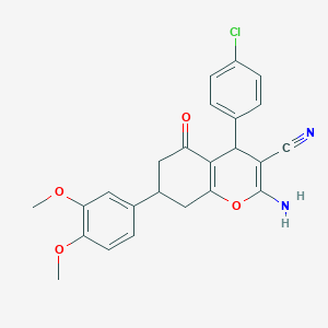 2-amino-4-(4-chlorophenyl)-7-(3,4-dimethoxyphenyl)-5-oxo-5,6,7,8-tetrahydro-4H-chromene-3-carbonitrile