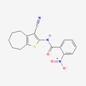 molecular formula C17H15N3O3S B11653041 N-(3-cyano-5,6,7,8-tetrahydro-4H-cyclohepta[b]thiophen-2-yl)-2-nitrobenzamide 