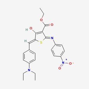 molecular formula C24H25N3O5S B11653052 ethyl (5Z)-5-[4-(diethylamino)benzylidene]-2-[(4-nitrophenyl)amino]-4-oxo-4,5-dihydrothiophene-3-carboxylate 