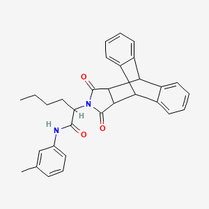 2-(16,18-dioxo-17-azapentacyclo[6.6.5.0~2,7~.0~9,14~.0~15,19~]nonadeca-2,4,6,9,11,13-hexaen-17-yl)-N-(3-methylphenyl)hexanamide (non-preferred name)