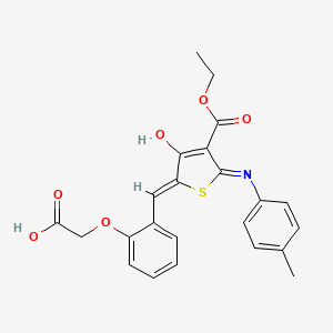 molecular formula C23H21NO6S B11653109 2-[2-[(Z)-[4-ethoxycarbonyl-5-(4-methylanilino)-3-oxothiophen-2-ylidene]methyl]phenoxy]acetic acid 