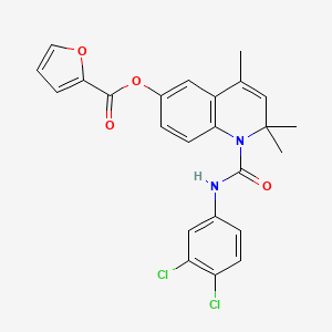 molecular formula C24H20Cl2N2O4 B11653115 1-[(3,4-Dichlorophenyl)carbamoyl]-2,2,4-trimethyl-1,2-dihydroquinolin-6-yl furan-2-carboxylate 