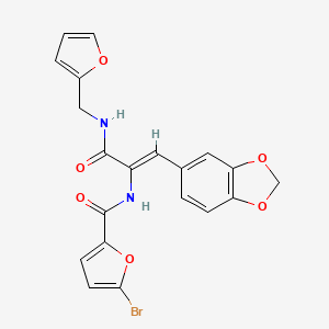 molecular formula C20H15BrN2O6 B11653149 N-{(1Z)-1-(1,3-benzodioxol-5-yl)-3-[(furan-2-ylmethyl)amino]-3-oxoprop-1-en-2-yl}-5-bromofuran-2-carboxamide 