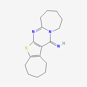 molecular formula C16H21N3S B11653156 19-thia-2,9-diazatetracyclo[9.8.0.03,9.012,18]nonadeca-1(11),2,12(18)-trien-10-imine 