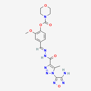 molecular formula C19H21N9O6 B11653164 4-[(E)-(2-{[1-(4-amino-1,2,5-oxadiazol-3-yl)-5-methyl-1H-1,2,3-triazol-4-yl]carbonyl}hydrazinylidene)methyl]-2-methoxyphenyl morpholine-4-carboxylate 