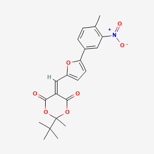 molecular formula C21H21NO7 B11653188 2-Tert-butyl-2-methyl-5-{[5-(4-methyl-3-nitrophenyl)furan-2-yl]methylidene}-1,3-dioxane-4,6-dione 