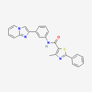 molecular formula C24H18N4OS B11653309 N-(3-{Imidazo[1,2-A]pyridin-2-YL}phenyl)-4-methyl-2-phenyl-1,3-thiazole-5-carboxamide 