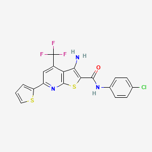 molecular formula C19H11ClF3N3OS2 B11653319 3-amino-N-(4-chlorophenyl)-6-(thiophen-2-yl)-4-(trifluoromethyl)thieno[2,3-b]pyridine-2-carboxamide CAS No. 331466-65-0