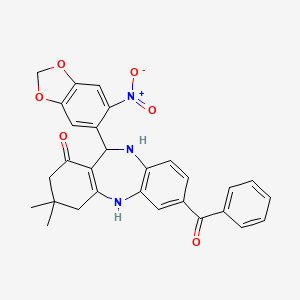 3,3-dimethyl-11-(6-nitro-1,3-benzodioxol-5-yl)-7-(phenylcarbonyl)-2,3,4,5,10,11-hexahydro-1H-dibenzo[b,e][1,4]diazepin-1-one