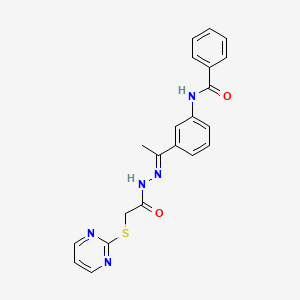 N-{3-[(1E)-1-{2-[(pyrimidin-2-ylsulfanyl)acetyl]hydrazinylidene}ethyl]phenyl}benzamide