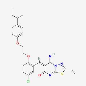 (6Z)-6-(2-{2-[4-(butan-2-yl)phenoxy]ethoxy}-5-chlorobenzylidene)-2-ethyl-5-imino-5,6-dihydro-7H-[1,3,4]thiadiazolo[3,2-a]pyrimidin-7-one