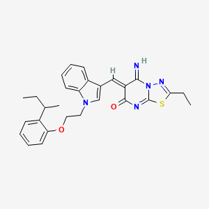 (6Z)-6-[(1-{2-[2-(butan-2-yl)phenoxy]ethyl}-1H-indol-3-yl)methylidene]-2-ethyl-5-imino-5,6-dihydro-7H-[1,3,4]thiadiazolo[3,2-a]pyrimidin-7-one