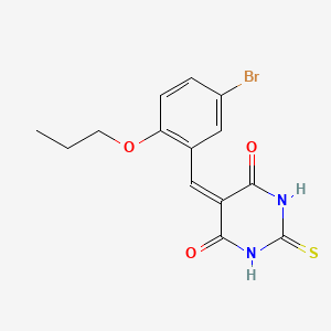 5-[(5-Bromo-2-propoxyphenyl)methylidene]-2-sulfanylidene-1,3-diazinane-4,6-dione